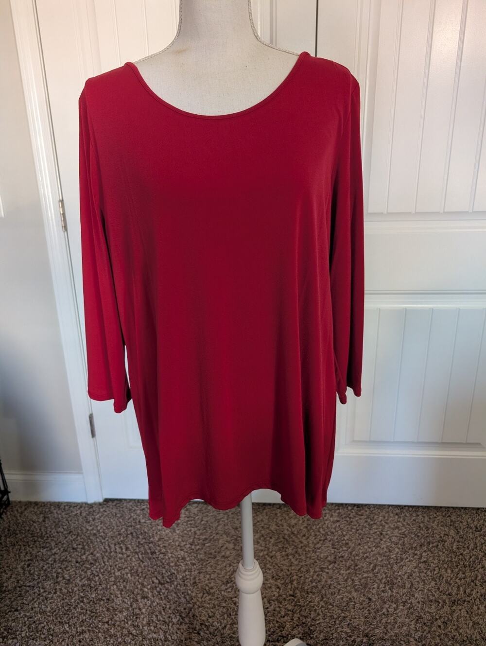 Women's Kim Rogers Red Tunic 3/4 Length Sleeve Size XL